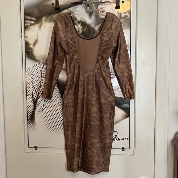 American Apparel copper hues flower patterned bodycon low back mini XXS - Picture 3 of 5